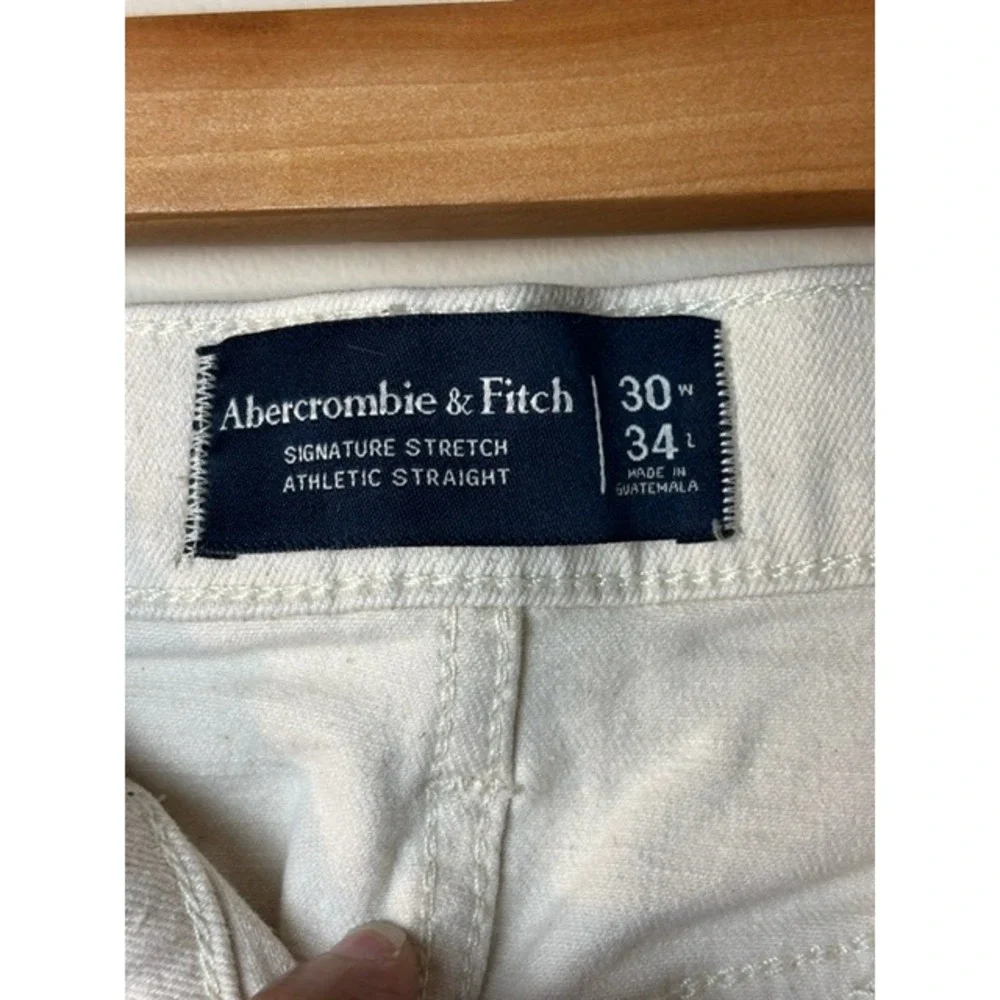 Abercrombie Fitch Men Cream Jeans 30x34 Athletic Slim Straight Normcore Mallcore